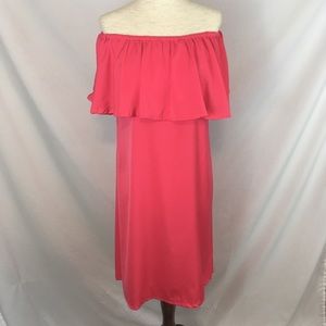 PatPat Off Shoulder Hot Pink Dress - Small